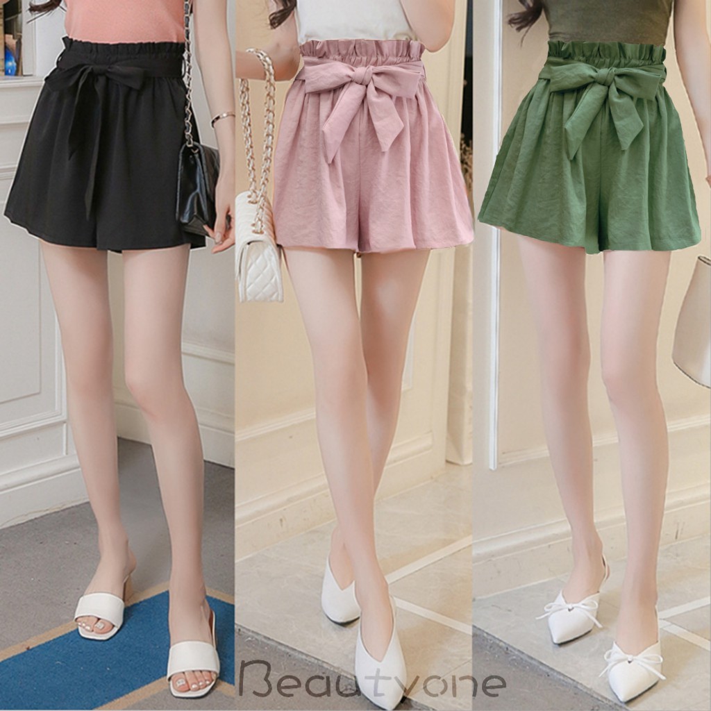 high waisted bow shorts