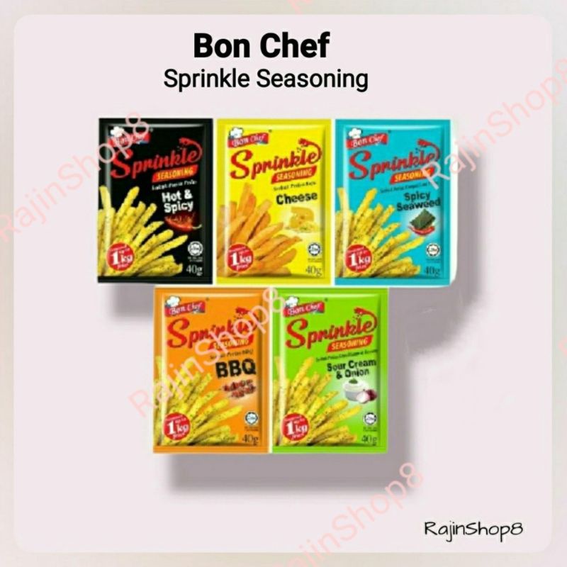Bon Chef 40g Sprinkle & Marinade Seasoning Powder / Serbuk Perisa Cheese Seaweed, Hot Spicy, BBQ , 40g