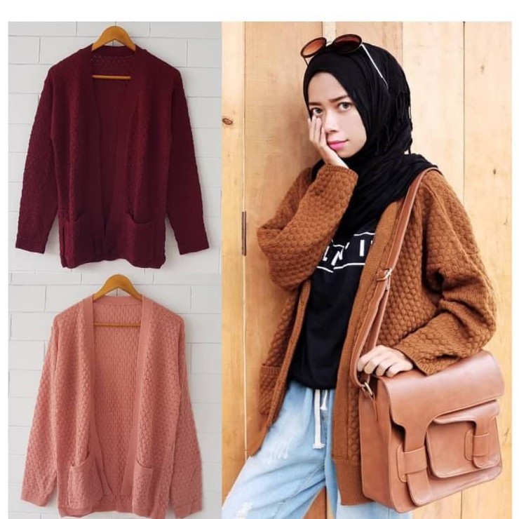 cardigan popcorn shopee