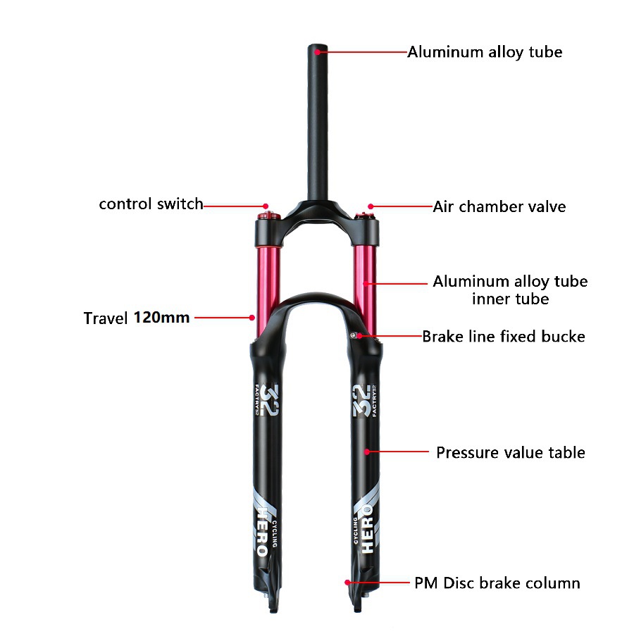 Black Matte 100-120mm Travel Mountain Bike Air Fork 1750g, 49% OFF