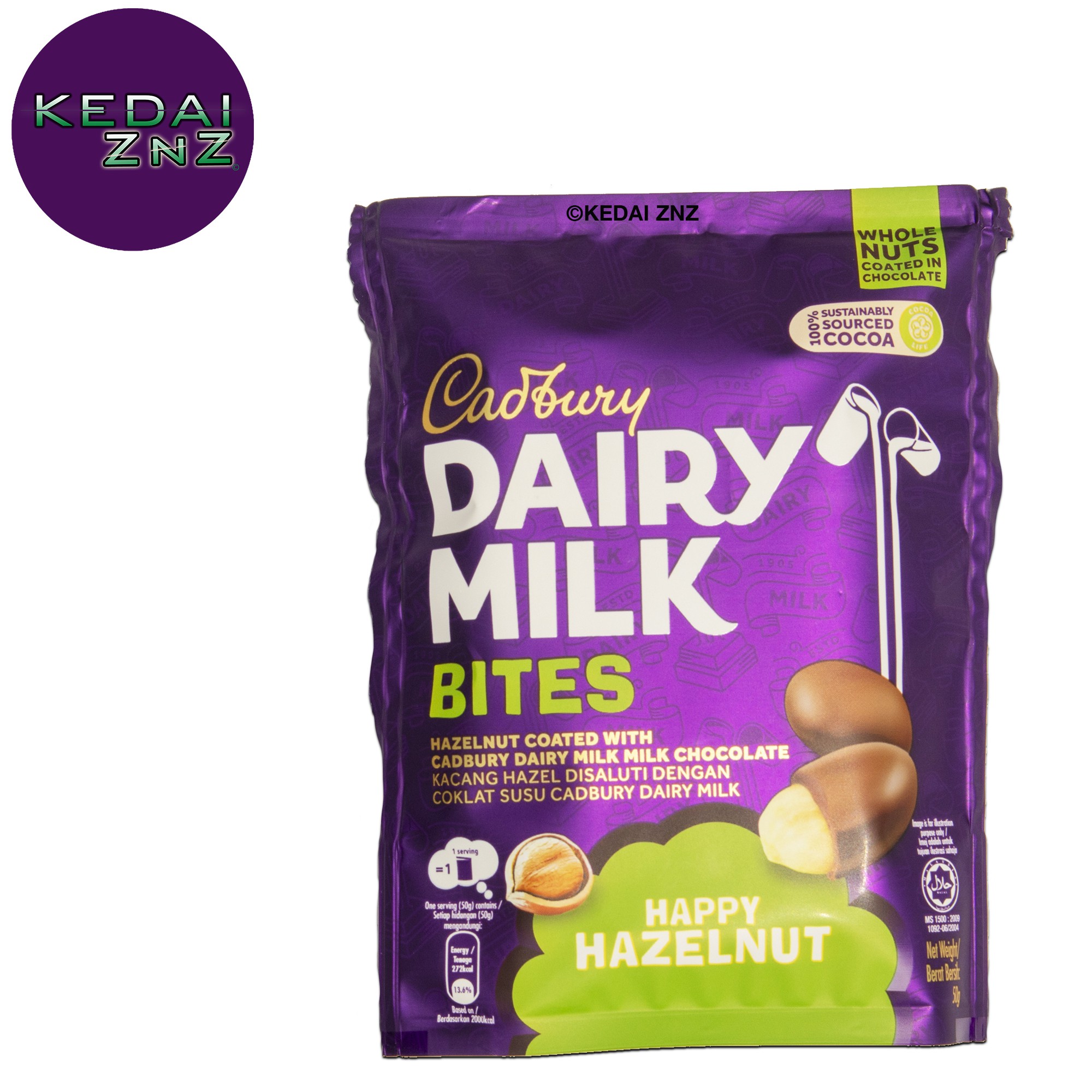 Chocolate Cadbury Dairy Milk Bites HAPPY HAZELNUTS Bag 50g Coklat