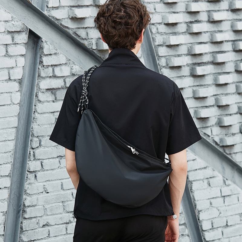 M black nylon crossbody bag