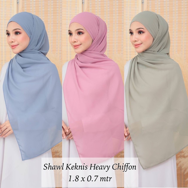 Borong - Shawl Keknis Heavy Chiffon Premium *basic Shawl* 1.8 Mtr & 2 