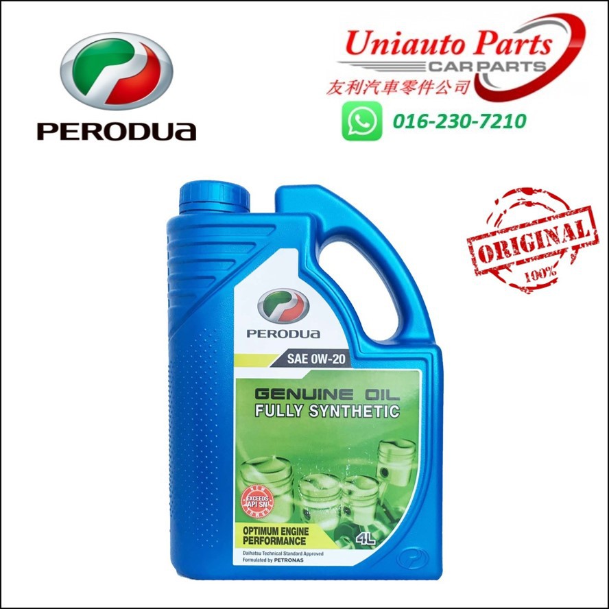 [SABAH ONLY] PERODUA 0W-20 FULLY SYNTHETIC ENGINE OIL (4L 