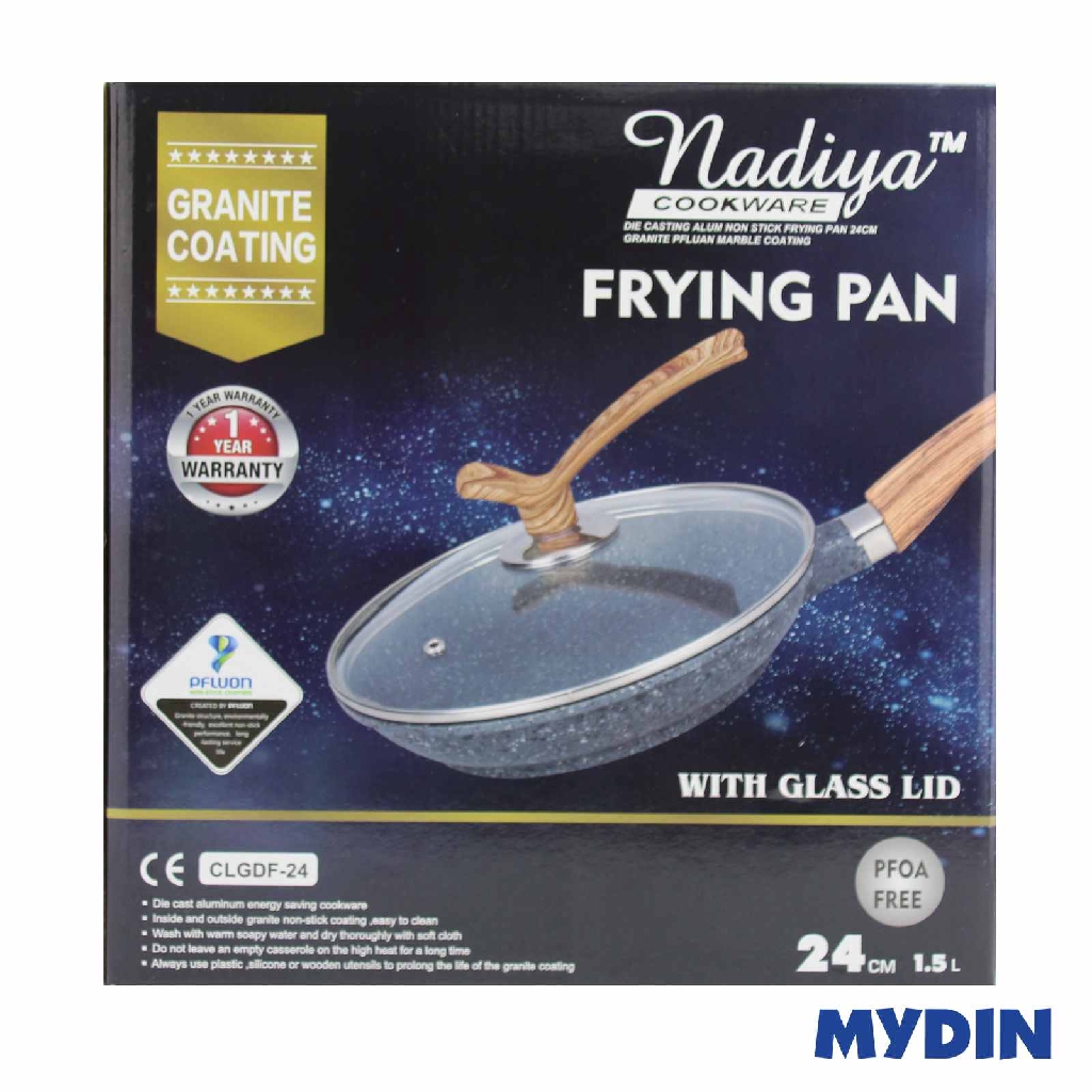 Nadiya Granite Frying Pan With Glass Lid 24cm Clgdf 24d Shopee Malaysia