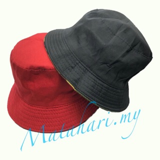 Local seller Round Hat Two Color Fashion Breathable Sided Cotton Bucket Hat Suncap/Topi Bulat