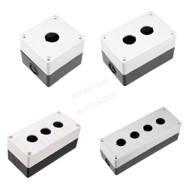 uxcell Push Button Switch Control Station Box 22mm 2 Button Hole Waterproof Gray and White