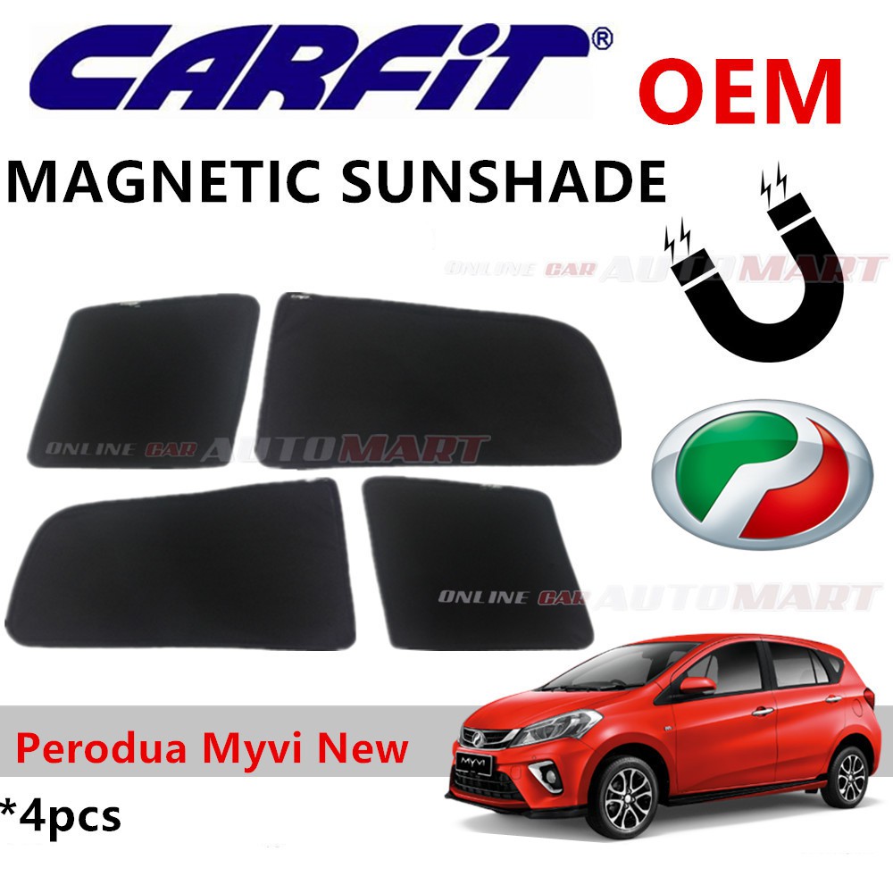 CARFIT OEM Magnetic Custom Fit Sunshade For Perodua Myvi Yr 2018 (4pcs Sets)