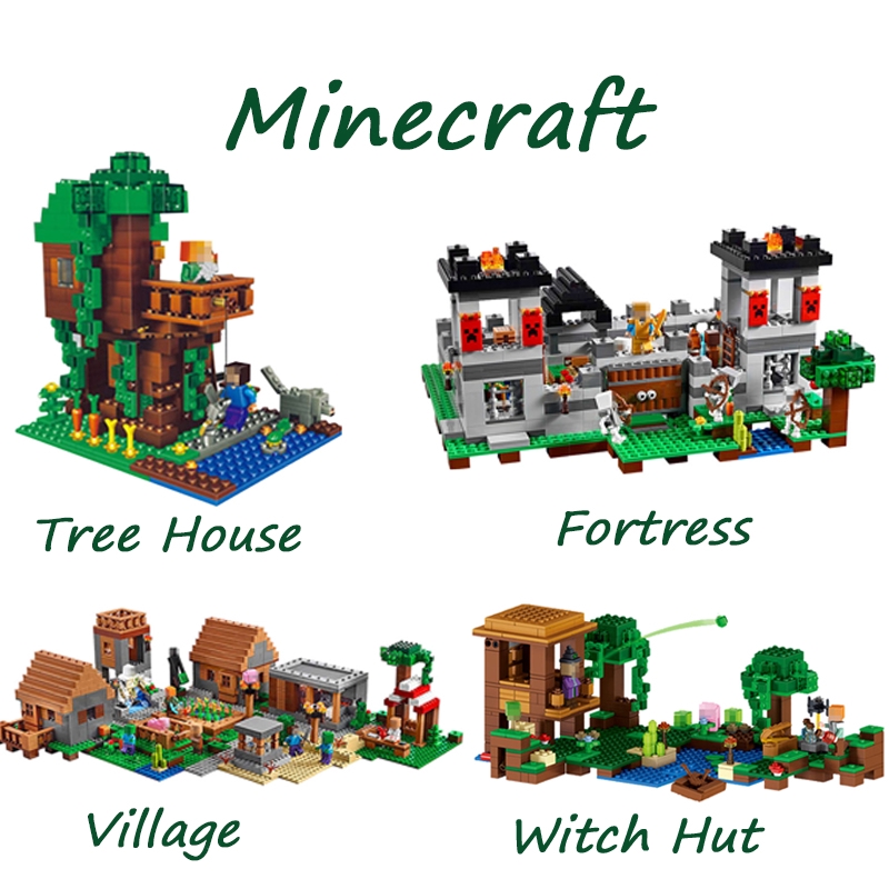 Lego Minecraft Building Blocks Mini Tree House Witch Hut Set Fortress My World Village Bricks Kids Toys Creative Game Shopee Malaysia