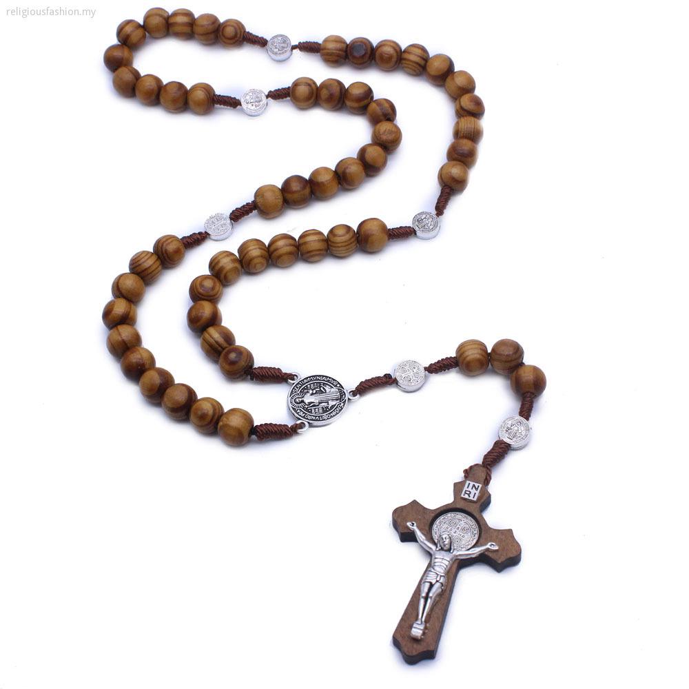 Rosary Catholic Rosary Necklace Handmade Wooden Cross Necklace ...