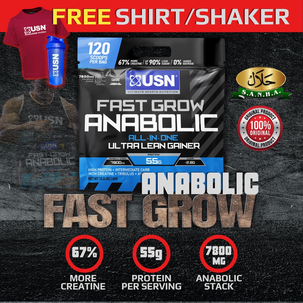USN Fast Grow Anabolic Lean Weight Gainer Mass Protein Powder Shopee