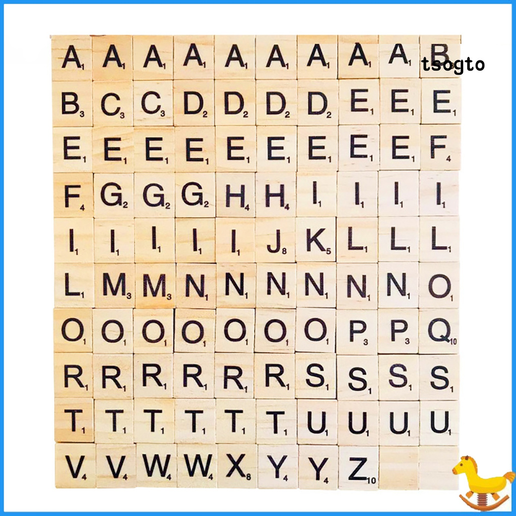 Tsogto 100pcs Set Diy Wooden Tiles Blocks Alphabets Letters Crafts Educational Kids Toy Shopee Malaysia