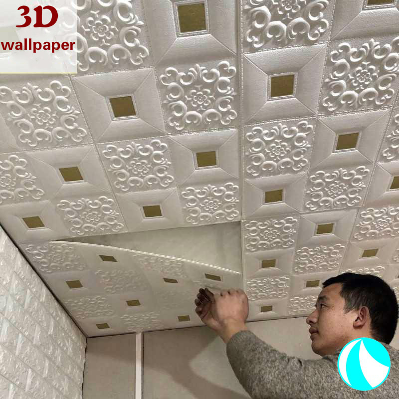 Bedroom warm wallpaper room ceiling ceiling soundproof self-adhesive  wallpaper decorative foam board wall renovation | Shopee Malaysia