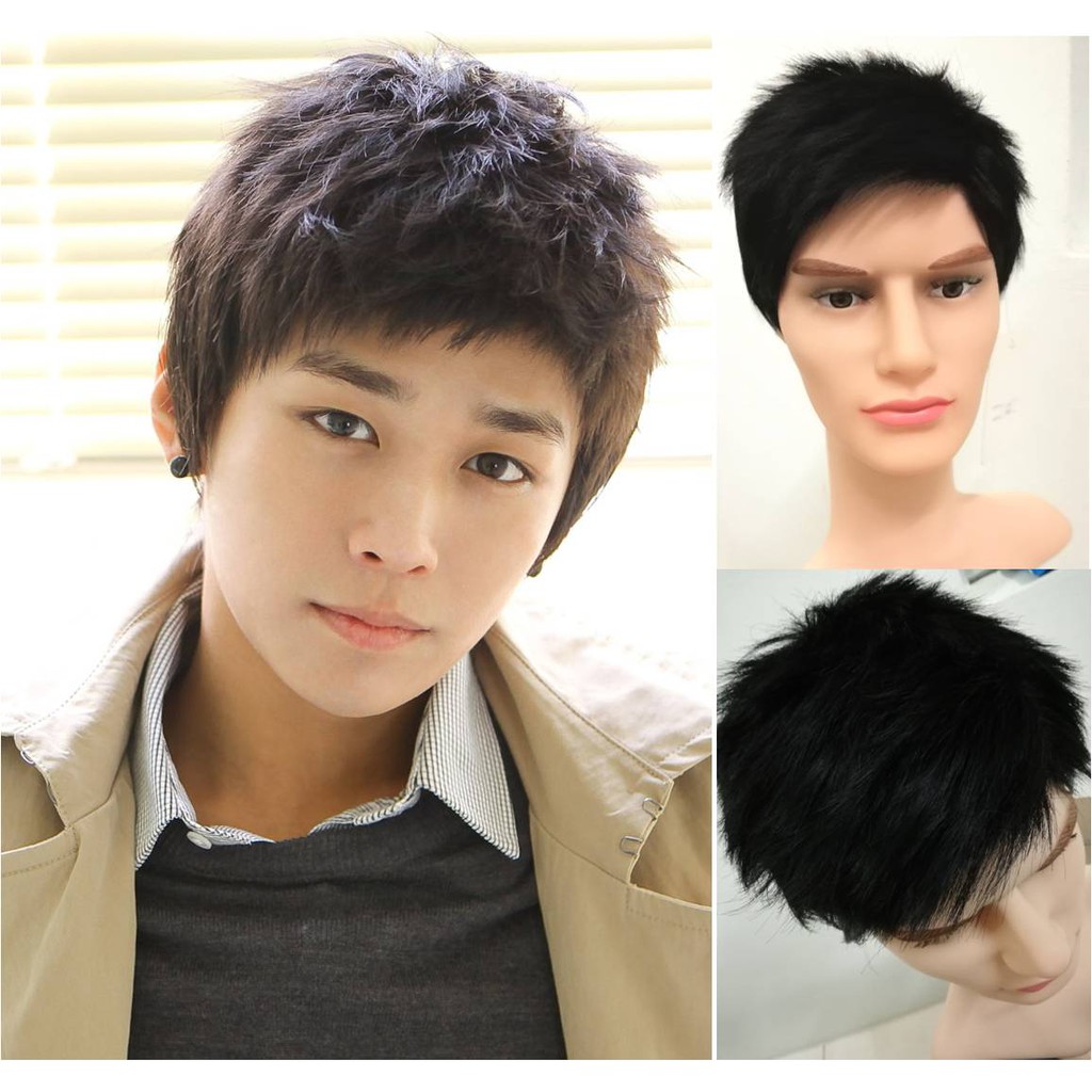 READY STOCK spiky short wig men wig natural men wig with real item photos |  Shopee Malaysia