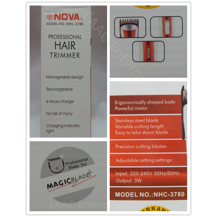 Nova Wireless Rechargeable Hair Trimmer Clipper Cutter