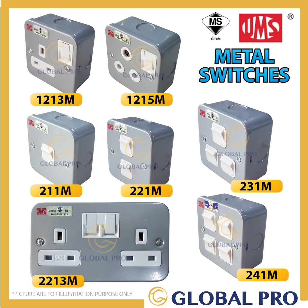 SIRIM UMS METAL CLAD Switch Socket Series with Base Soket Heavy Duty