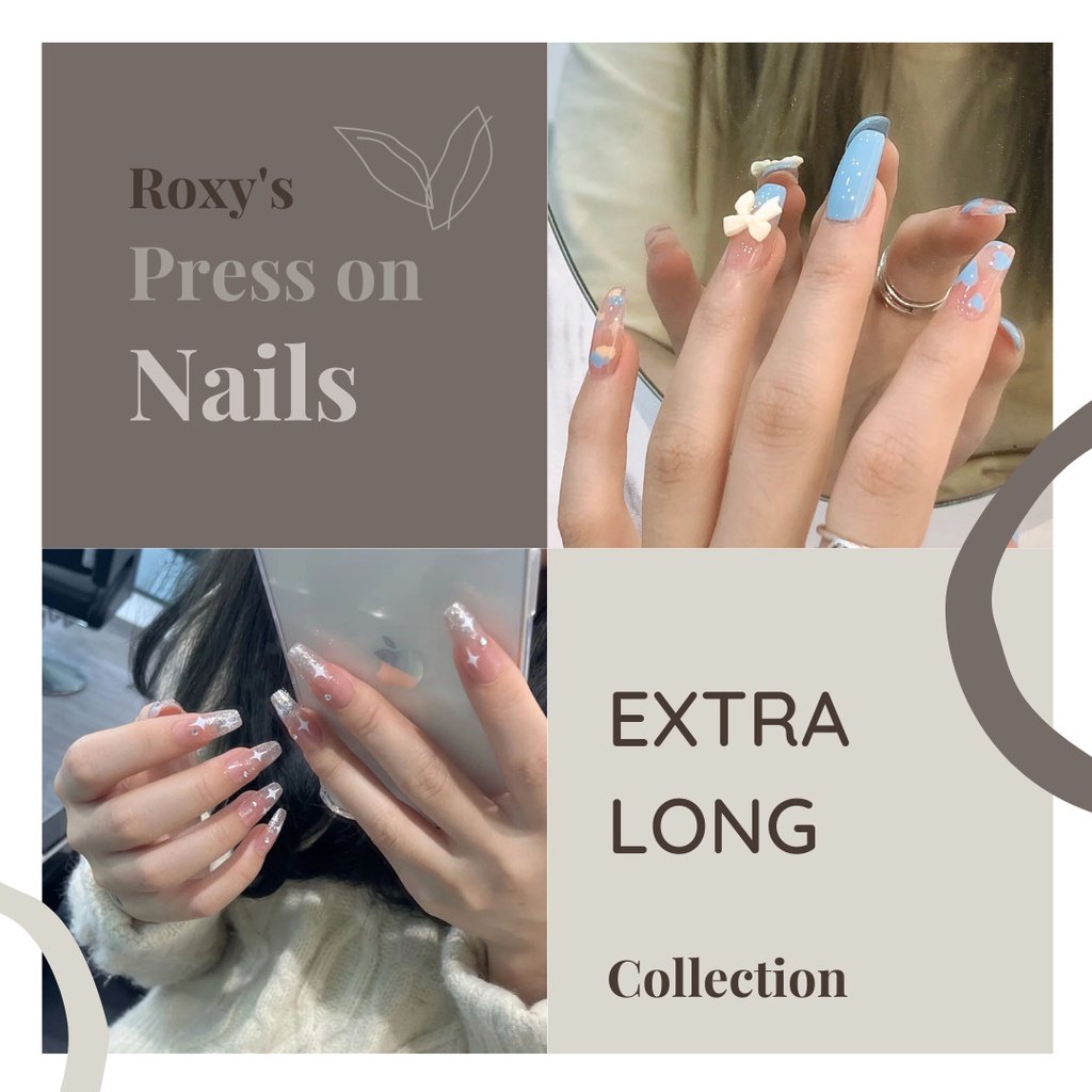 Ready Stock Reusable Pretty Fake Nail Art Pieces Kuku Palsu (exta long) Shopee Malaysia