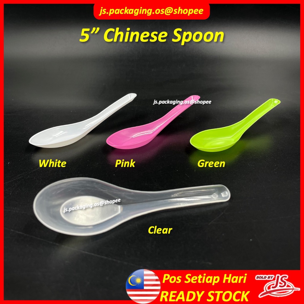 5“ Clear Plastic Chinese Spoon / Sudu Plastik Disposable Shopee Malaysia