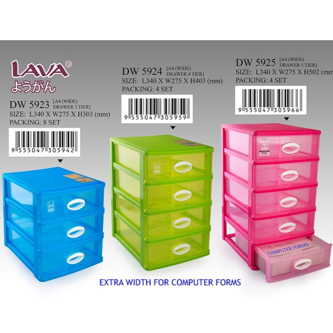 Lava A4 Drawer Plastic Drawer 4 Tier Cabinet Storage Box Drawer