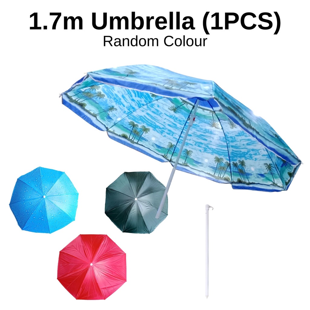 1.7m / 2.0m Adjustable Height Beach Garden Umbrella for Table Camping Outdoor Umbrella Payung Boleh Laras Meja Pantai