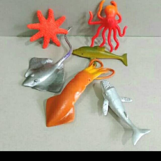 World underwater | Sea Animal Rubber Toy | Miniature Sea Animal Contents 6  pcs | Shopee Malaysia