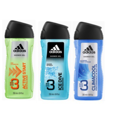 Adidas In 1 Body Hair Face Shower Gel ClimaCool Ice Drive Active Start For Him 250ml | Shopee Malaysia