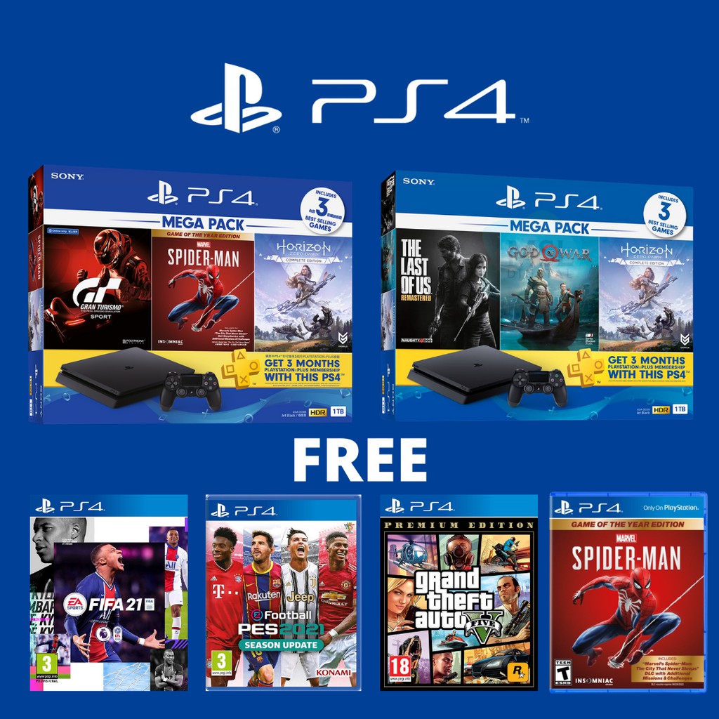 Sony Ps4 Slim 1tb Ps4 Pro 1tb Bundle Mega Pack Brand New Shopee Malaysia