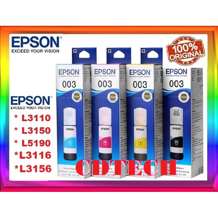 Original Epson 003 Ink L3110 L3150 L5190 L3116 L3156 L1110 V100 V200 V300 V400 7214