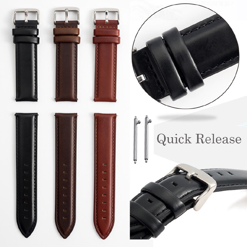 18 20mm 22mm Leather Wristwatch Band Quick Release Watch Strap For Fossil  Huawei | Shopee Malaysia