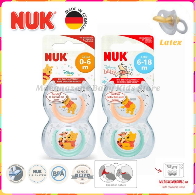 NUK LATEX Soother Pacifier Puting 0-6 Months / 6-18 Months Disney ...