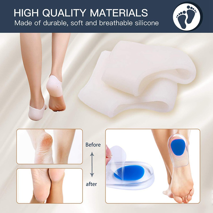 1 Pair Gel Heel Cups Plantar Fasciitis Inserts Pads for Heel Pain Bone Spur & Achilles Pain 