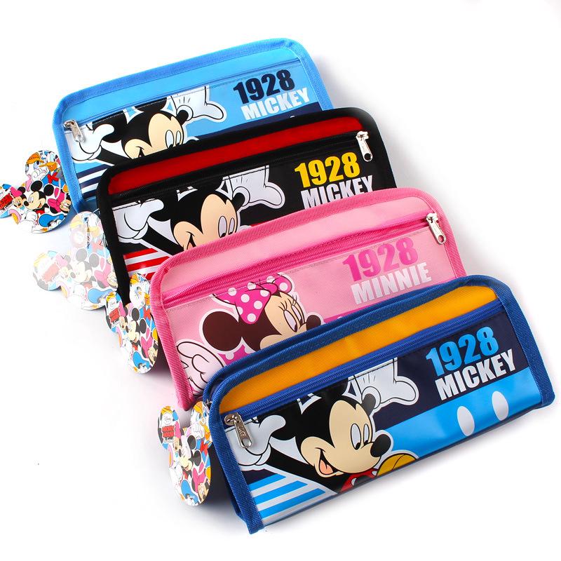 Cartoon Mickey Pencil Case Large Capacity Canvas Student School ...