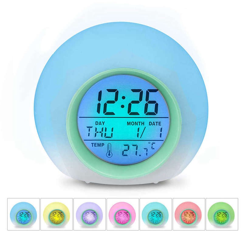 Kids Alarm Clock Wake Up Light Digital Clock With 7 Colors Changing Press Con Shopee Malaysia - beautiful roblox 7 color changing led digital alarm clock