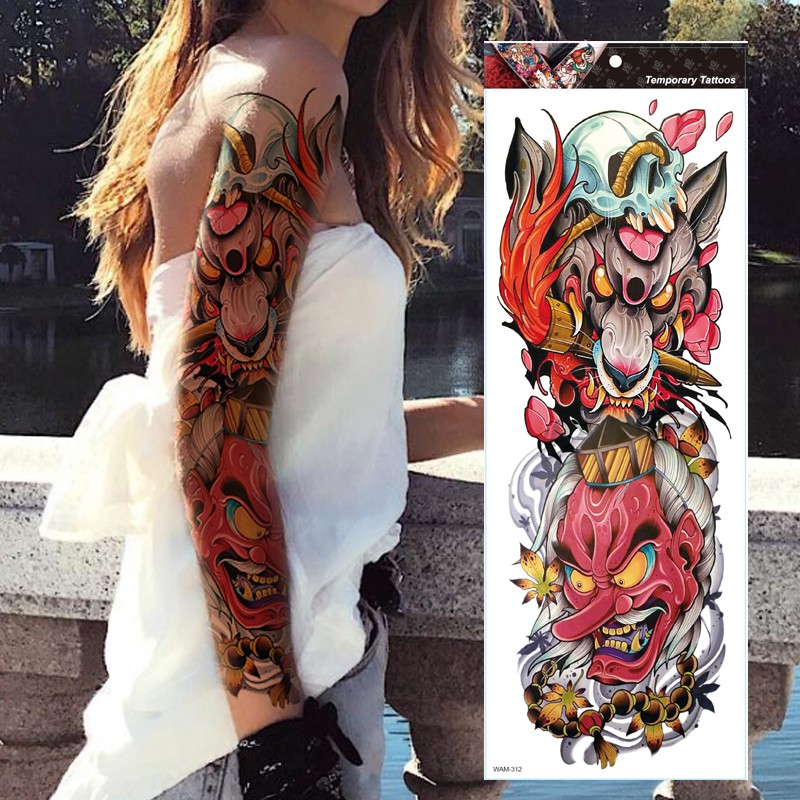 Large Arm Sleeve Tattoo Tiger Skull Owl Waterproof Temporary Tatto Sticker Fox Lion Body Art Full Fake Tatoo Women Men Shopee Malaysia