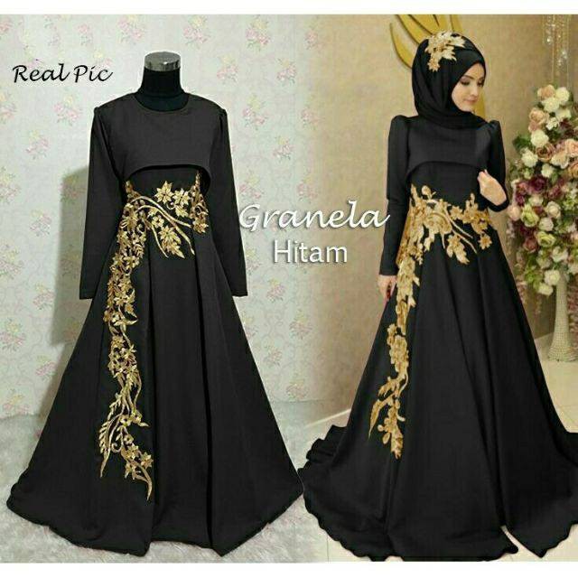 long black gold dress