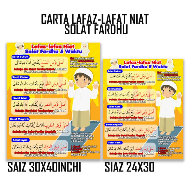 Carta Lafaz Niat Solat Fardhu Yang Tepat Shopee Malaysia