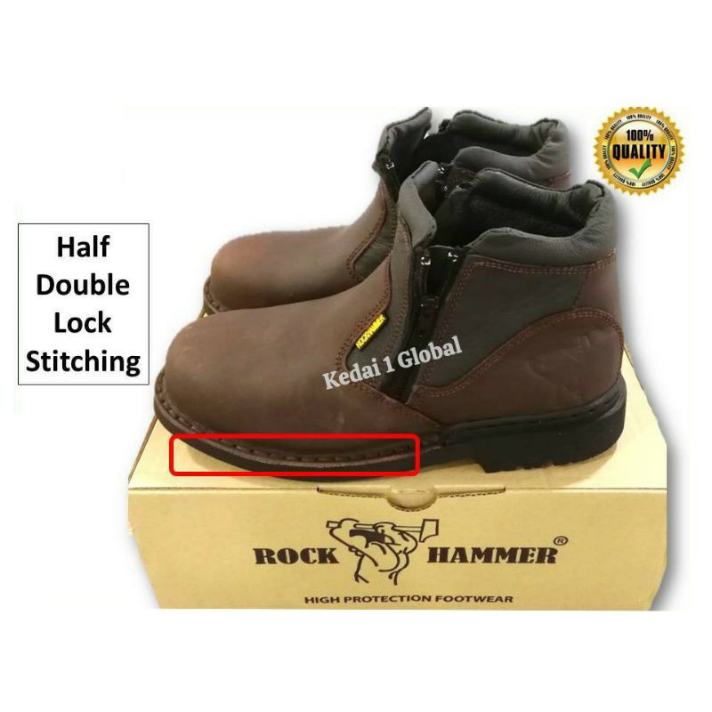 New Original Rock Hammer Cow Leather Safety Boot Mid Half High Cut 912 Shopee Malaysia