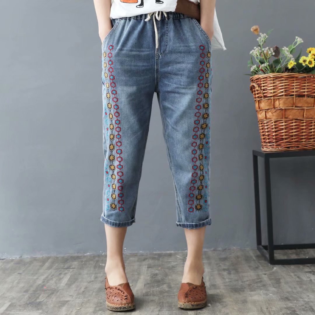 three quarter length jeans womens