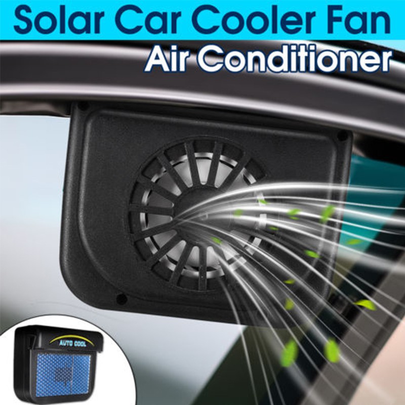 Portable Car Window Windshield Solar Powered Auto Air Vent Cooling Fan w// Strip