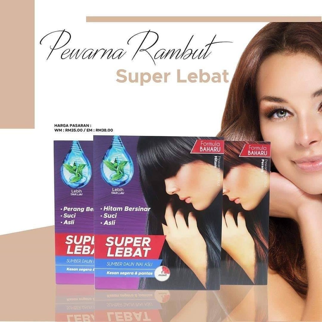 Pewarna Rambut  Super Lebat  Dherbs New Packaging Shopee 