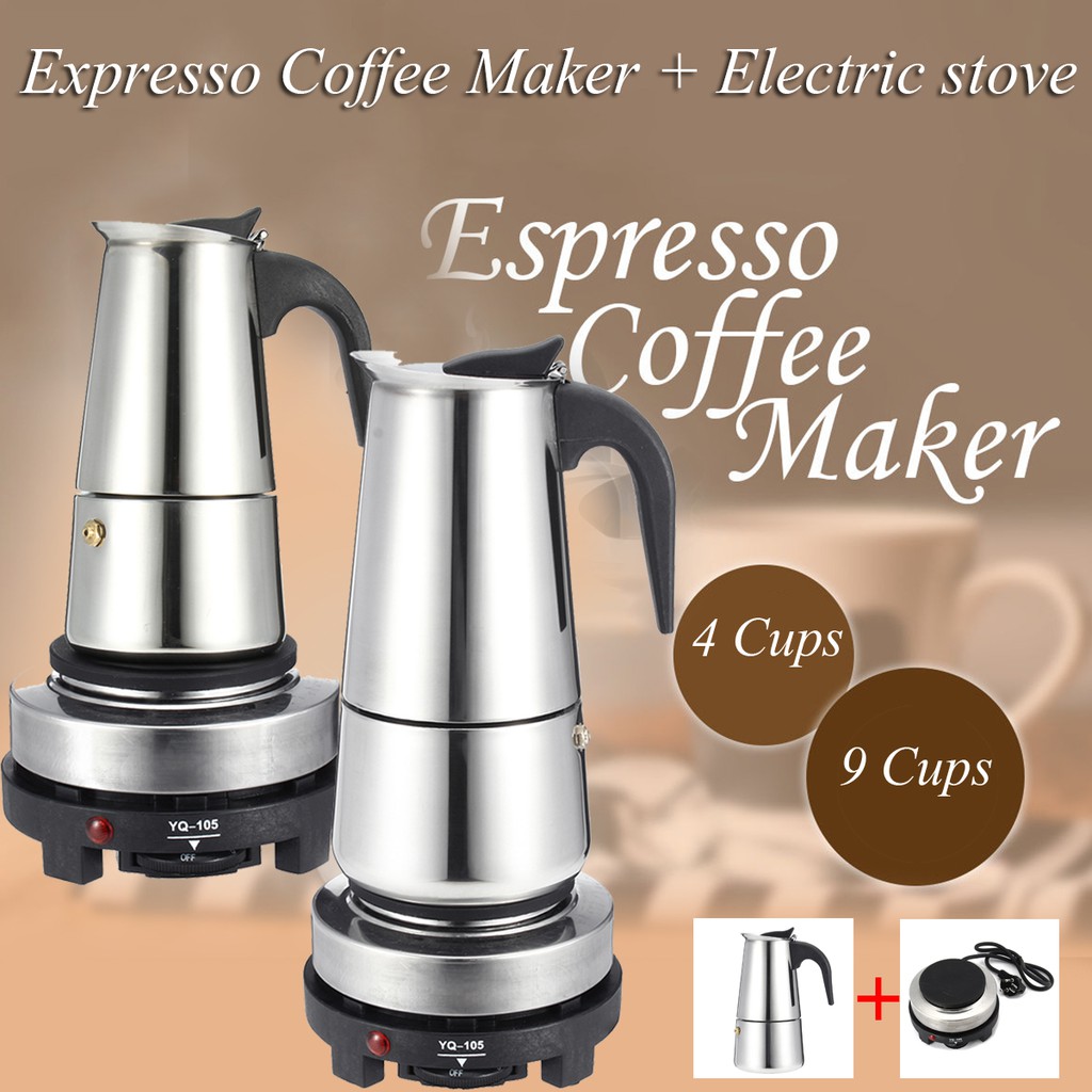 Portable Espresso Coffee Maker Moka Pot Stainless Steel with Electric stove Filter Percolator Coffee Brewer Kettle Pot