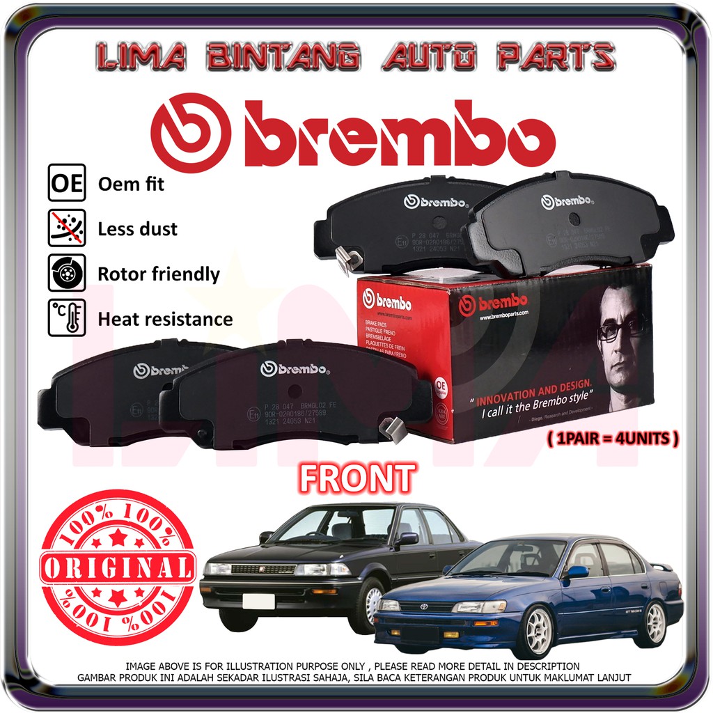Front Brake Pads And Disc Rotors Set For Toyota Corolla AE101 1994-2000 – Akebono Caliper Fit, HP Brand