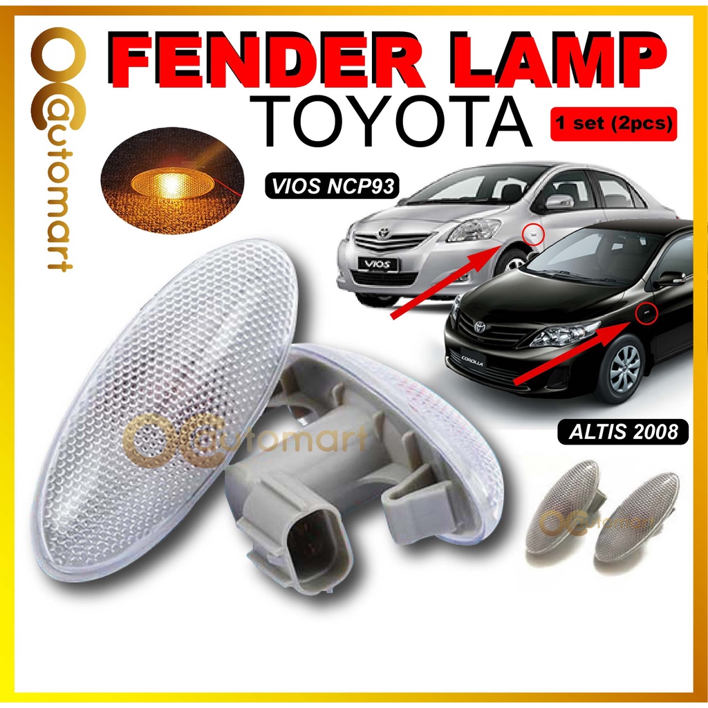 ( 1 Set ) Toyota Vios NCP93 Altis 20082012 Fender Lamp Signal Light With Bulb Lampul Signal