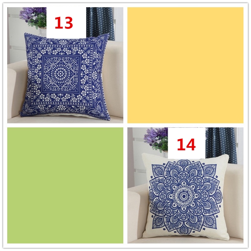 Blue And White Porcelain Pillow Cushion Cover Pillowcase Sofa Car