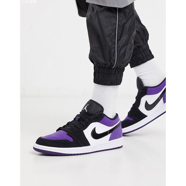 Nike Air Jordan 1 Low Court Purple Black Cut Men And Women 125 Shopee Malaysia