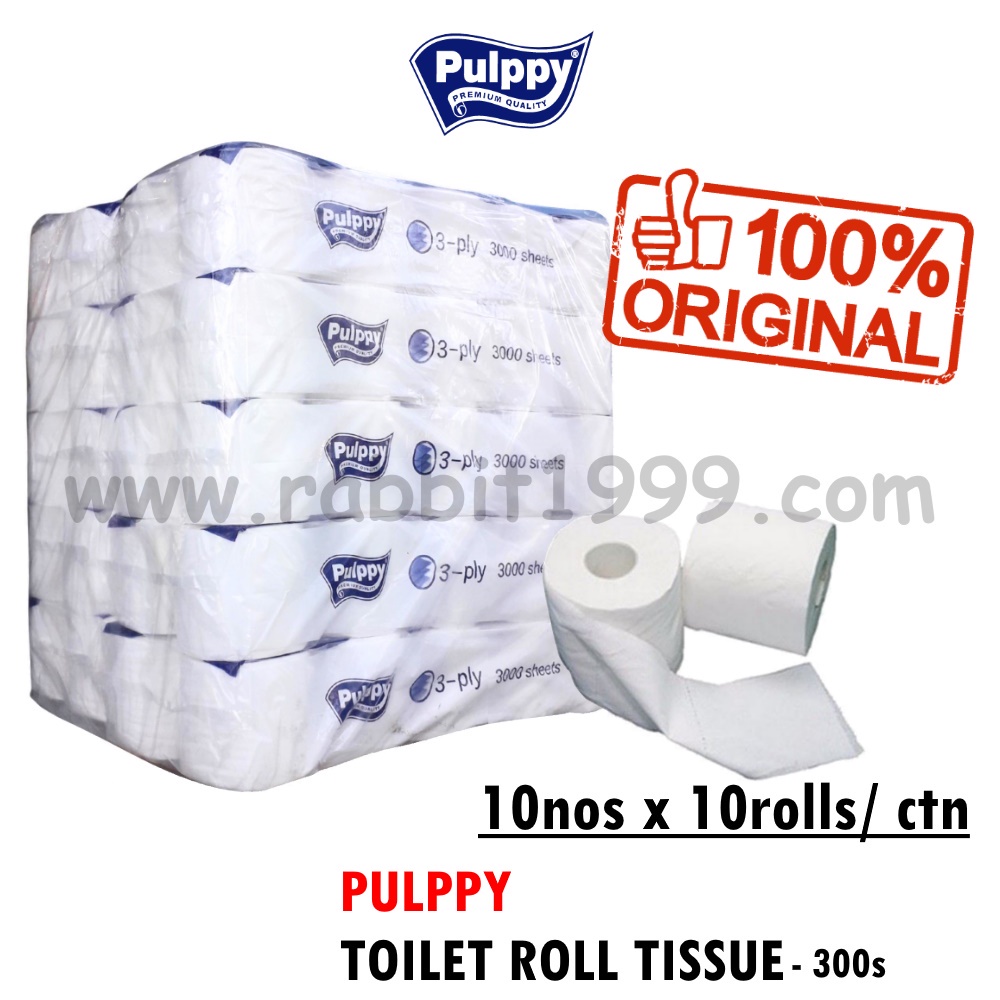 PULPPY TOILET ROLL TISSUE 300s Pulp Paper 3ply 100 Rolls Pulppy Toilet Roll 3ply / tisu