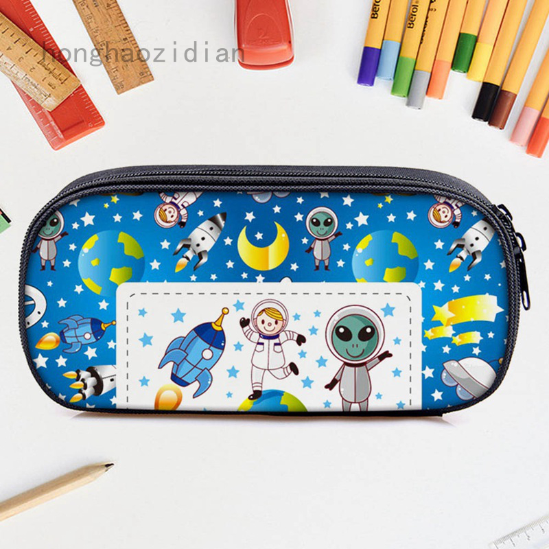 Honghaozidian Jinzheng Stationery Cute Space Alien Large Capacity Pencil Case For Girl Boy Student Creative Zipper Pen Bag School Stationery Shopee Malaysia - roblox pencil case game around candy color pu pencil case student men and women cute stationery bag pencil box for kids white pencil case from