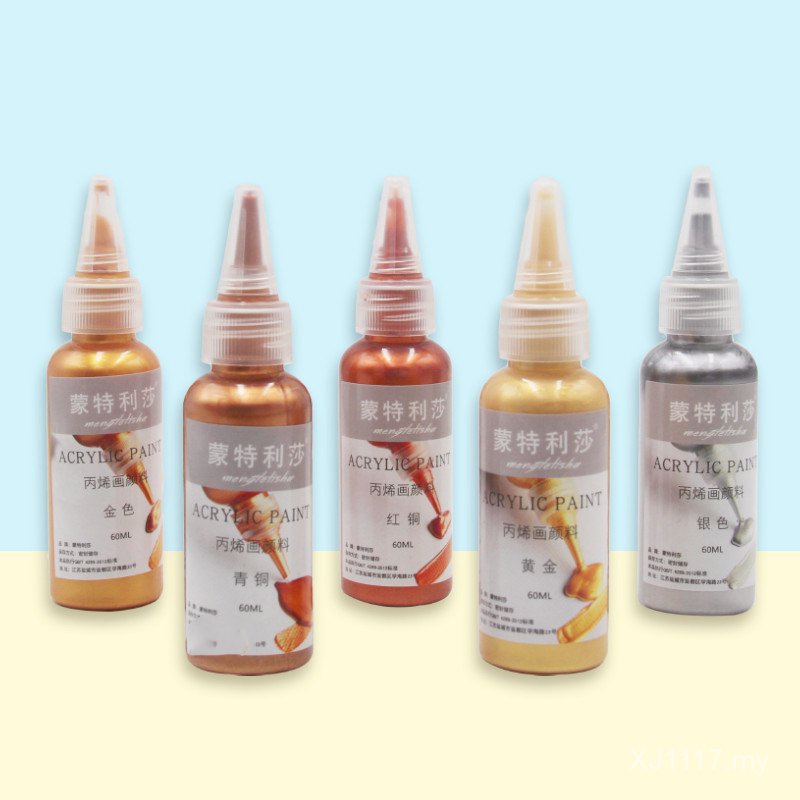 60ml metal acrylic gold silver | bronze | copper color paint gold silver copper epoxy resin sculpture production handmade DIY hand-painted graffiti coloring pigments, paint for cars, rocks, paintings, stone, ceramics, glass, canvas