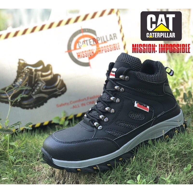 Safety Shoes Caterpillar Kasut Safety Safety Boot CAT Oil Resistant/ Upper Leather Steel Toe Cap Mid