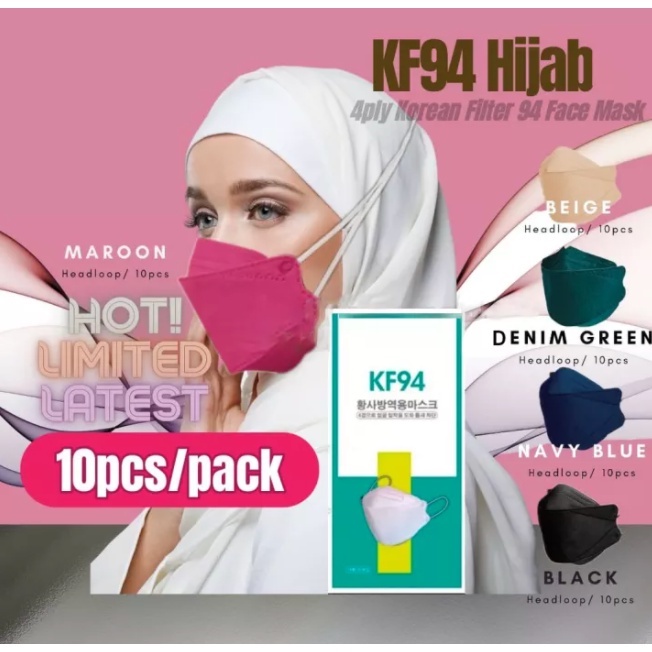 Gk Kf94 Mask Headloop Mask Hijab Mask Kf94 Headloop Face Mask Head Loop Kf94 Face Mask 4 Ply 9415